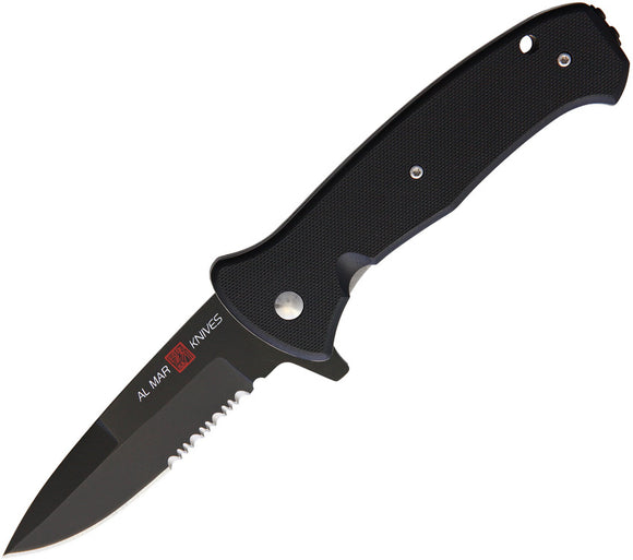Al Mar SERE 2020 Linerlock A/O Black G10 Folding D2 Steel Serrated Knife 2207