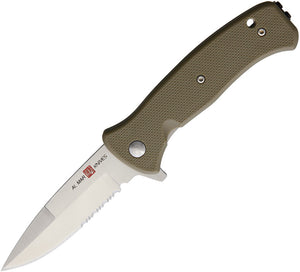 Al Mar Mini SERE 2020 Linerlock A/O Tan FRN Folding 8Cr13MoV Serrated Knife 2213