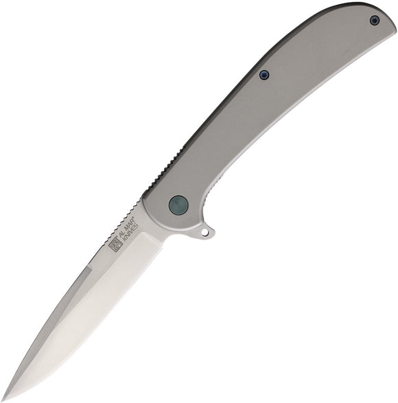 Al Mar Ultra Thin Framelock Gray Stainless Folding Clip Point Pocket Knife 4119