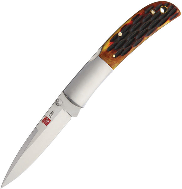 Al Mar Falcon Lockback Honey Jigged Bone Brown Folding AUS-8 Pocket Knife 7004