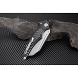 Artisan Apache Linerlock Black Carbon Fiber D2 Tool Steel Folding Knife Closed