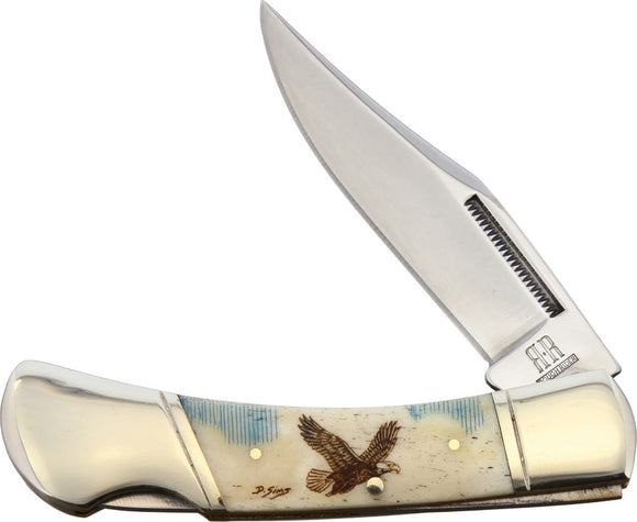Alaska Scrimshaw Connection Eagle Lockback Folding Pocket Knife asc3