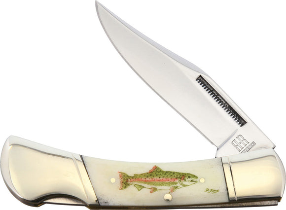 Alaska Scrimshaw Connection Salmon Lockback Folding Pocket Knife asc4