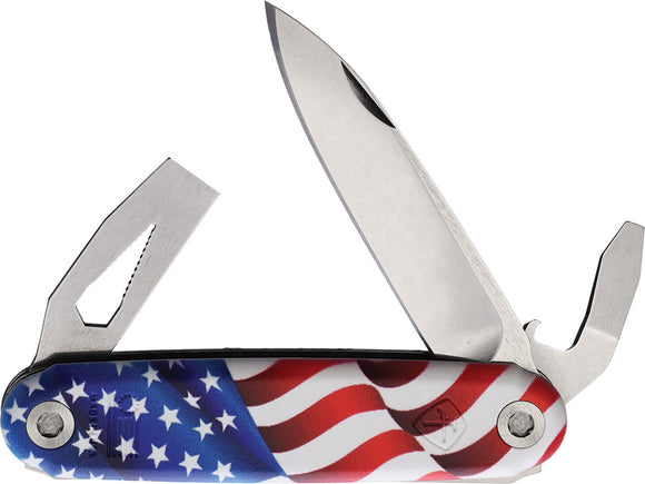 American Service Knife The Jefferson Flag Folding Multi-Tool Pocket Knife 001FLG