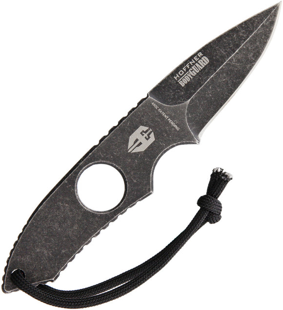 Hoffner Knives Bodyguard Black 2Cr13 Stainless Fixed Blade Neck Knife w/ TA39