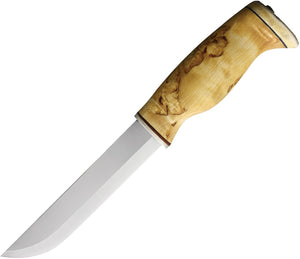 Arctic Legend Bear Tan Curly Birch Stainless Steel Fixed Blade Knife 866