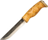 Arctic Legend Bear Tan Curly Birch Carbon Steel Fixed Blade Knife 873