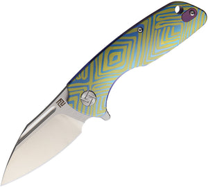 Artisan Blue/Yellow Wren Titanium S35VN Folding Pocket Knife 1525GBU03