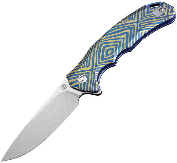 Artisan Tradition Blue Gold Pattern Titanium S35VN Folding Knife 1702GBU03