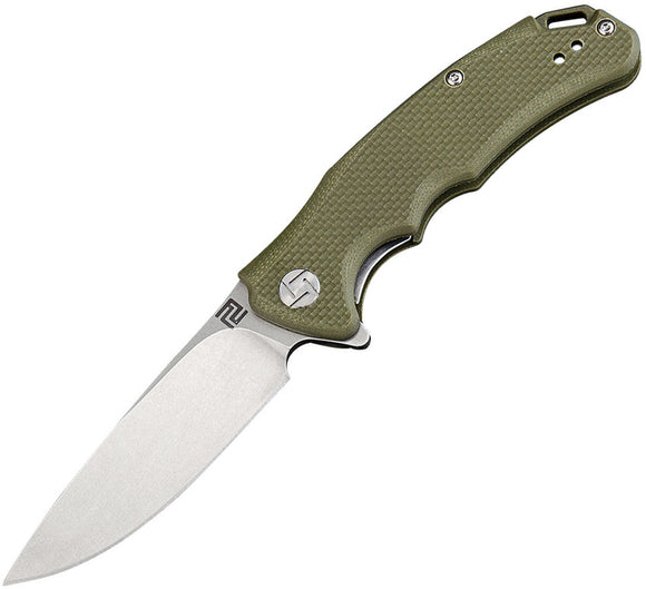 Artisan Cutlery Tradition D2 Tool Steel Drop Blade Green G10 Handle Folding Knife 1702PSGNF