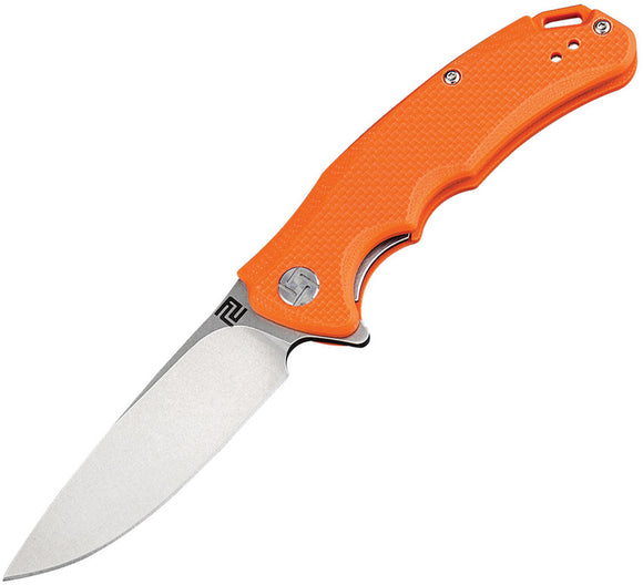 Artisan Cutlery Tradition D2 Tool Steel Drop Blade G10 Orange Handle Folding Knife 1702PSOEF