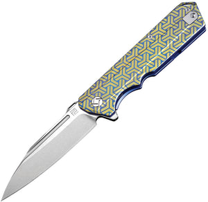 Artisan Cutlery Littoral Linerlock S35VN Blue & Gold Titanium Knife 1703GBU02