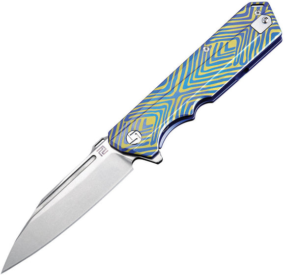 Artisan Cutlery Littoral Linerlock Blue & Gold Titanium S35VN Knife 1703GBU03