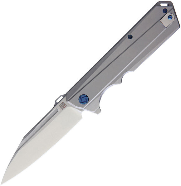 Artisan Littoral Framelock Gray Titanium Handle Steel Folding Knife 1703GGY