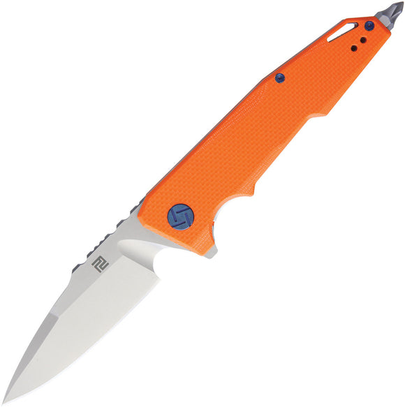 Artisan Predator Linerlock Orange G10 Screwdriver D2 Tool Steel Knife 1706POE