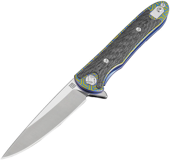 Artisan Shark Framelock Blue & Black Handle Stainless Folding Knife 1707GBU02