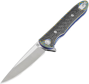 Artisan Shark Framelock Stainless Black & Blue Handle Folding Knife 1707GBU03