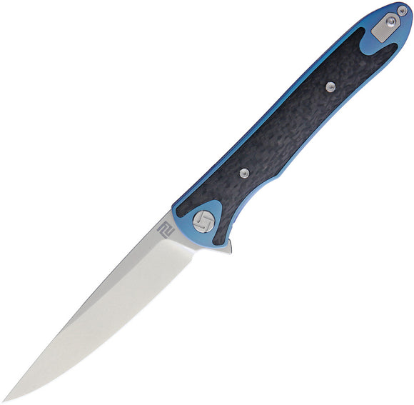 Artisan Cutlery Shark Framelock Blue Titanium Carbon Fiber S35VN Knife 1707GBU