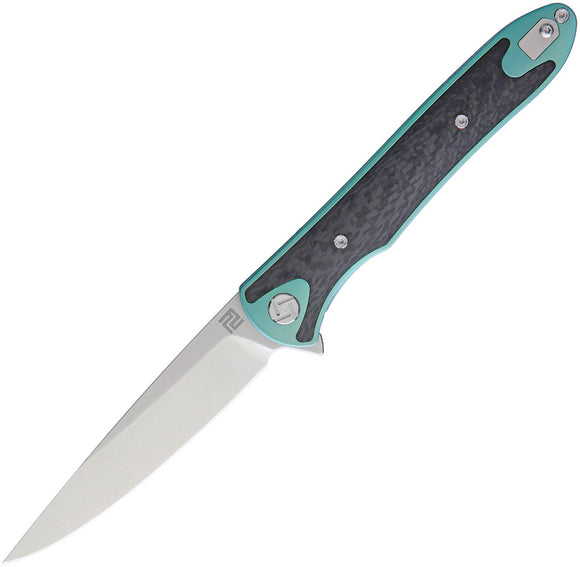 Artisan Cutlery Shark Framelock Green Titanium w/ Carbon Fiber Knife 1707GGN
