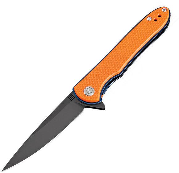 Artisan Shark Orange G10 Folding Black D2 Steel Pocket Knife 1707PBOE