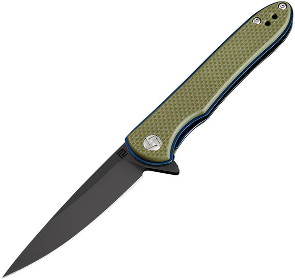 Artisan Small Shark Linerlock Green G10 Folding D2 Steel Pocket Knife 1707PSBGNF
