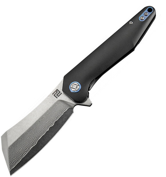 Artisan Cutlery Osprey Framelock Black Titanium Damascus Steel Knife 1803GDBK