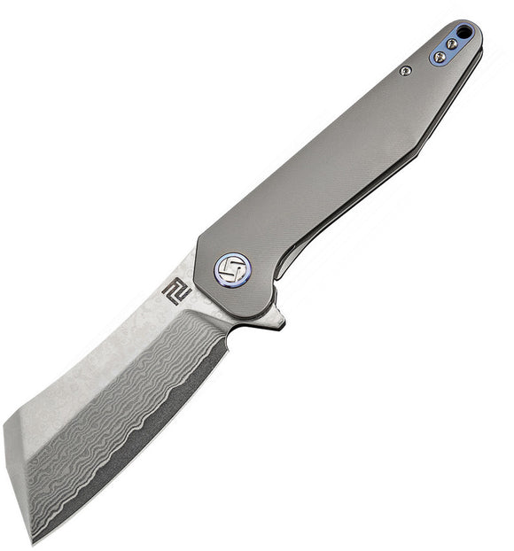 Artisan Cutlery Osprey Framelock Gray Titanium Damascus Steel Knife 1803GDGY