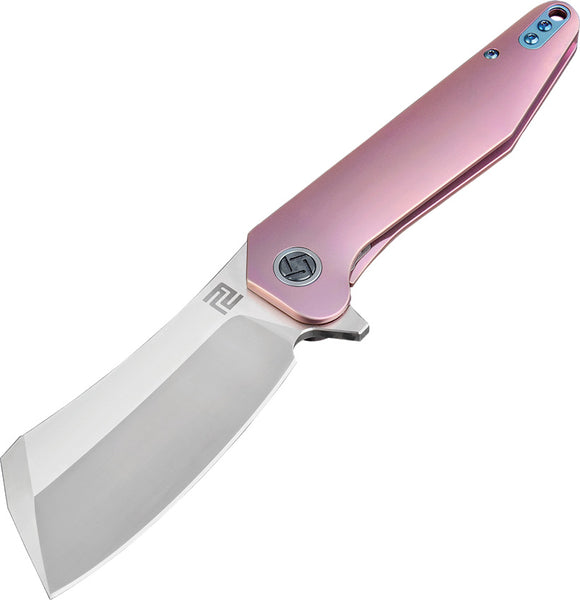Artisan Osprey Framelock Pink M390 Bohler Pink Titanium Stainless Knife 1803GREM