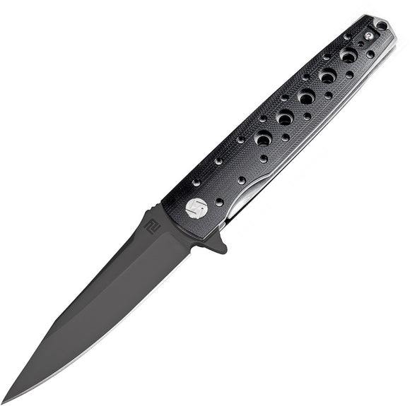 Artisan Virginia Black Smooth G10 Folding Black D2 Steel Pocket Knife 1807PBBK