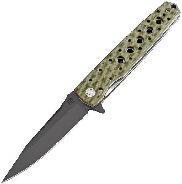 Artisan Virginia Linerlock Green G10 Folding Black D2 Steel Pocket Knife 1807PBGNF