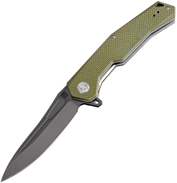 Artisan Zumwalt Green G10 Folding Black D2 Steel Pocket Knife 1808PBGNF