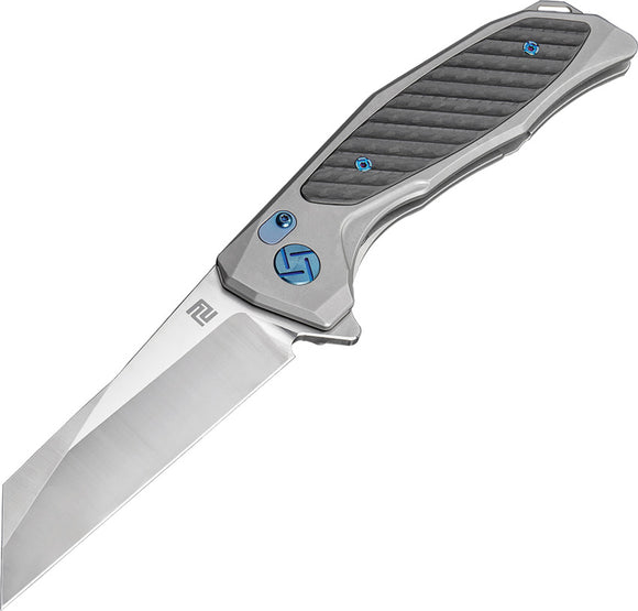 Artisan Falcon Framelock Gray Titanium Carbon Fiber M390 Bohler Knife 1809GGYM