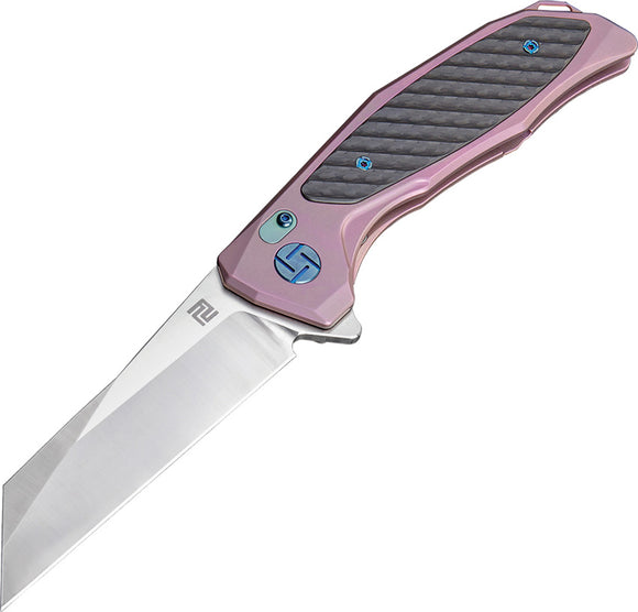 Artisan Falcon Framelock Pink Titanium Carbon Fiber M390 Bohler Knife 1809GREM