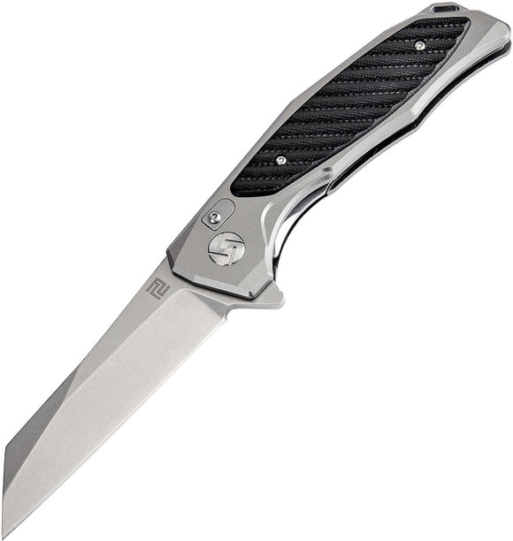 Artisan Falcon Linerlock Gray Black Handle D2 Tool Steel Folding Knife 1809PGBK