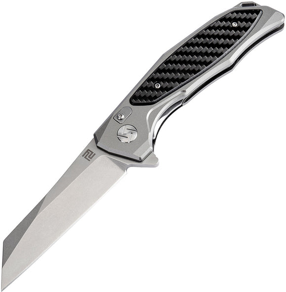 Artisan Falcon Linerlock Gray Carbon Fiber Handle D2 Tool Steel Knife 1809PGCF