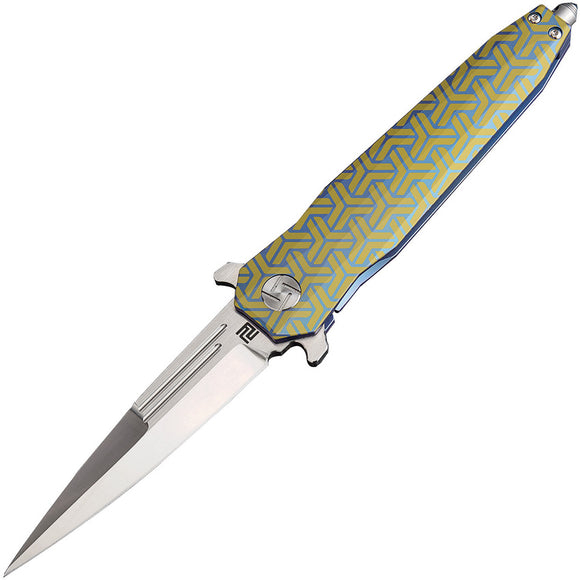 Artisan Hornet Framelock Green & Blue Pattern S35VN Folding Knife at Atlantic Knife