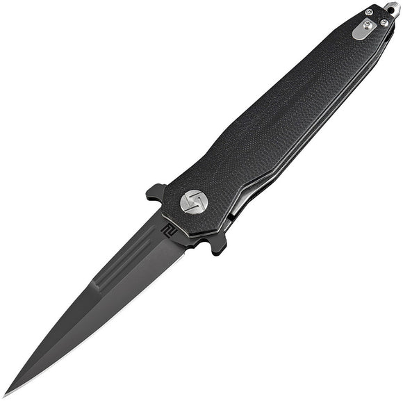 Artisan Hornet Black Smooth G10 Folding Black D2 Steel Pocket Knife