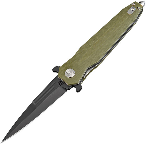 Artisan Hornet Green Smooth G10 Folding Black D2 Steel Pocket Knife
