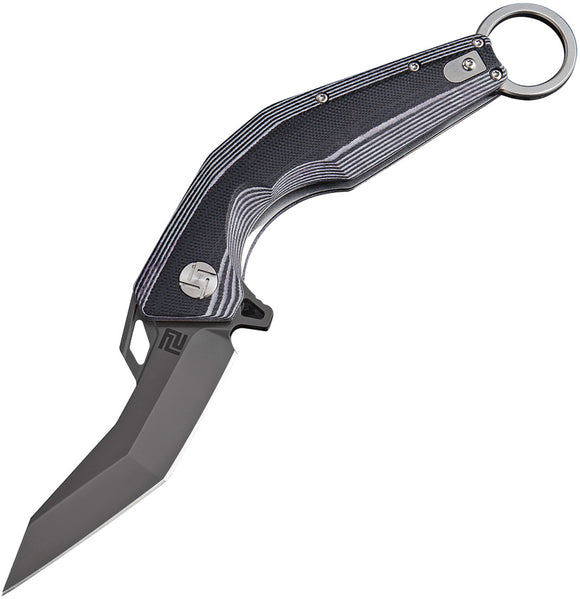 Artisan Cobra Black/White G10 Folding Black D2 Steel Pocket Knife 1811PBBGC