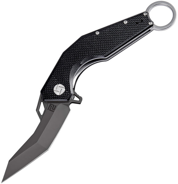 Artisan Cobra Black Textured G10 Folding Black D2 Steel Pocket Knife 1811PBBKF