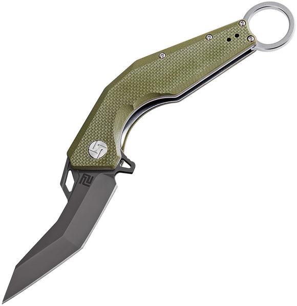 Artisan Cobra Green G10 Folding Black D2 Steel Pocket Knife 1811PBGNF