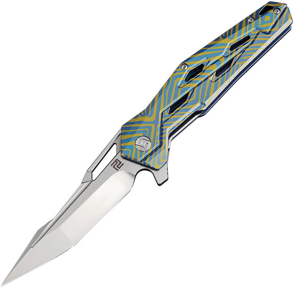 Artisan Interceptor Linerlock Green & Blue Pattern S35VN Folding Knife 1812GBU03
