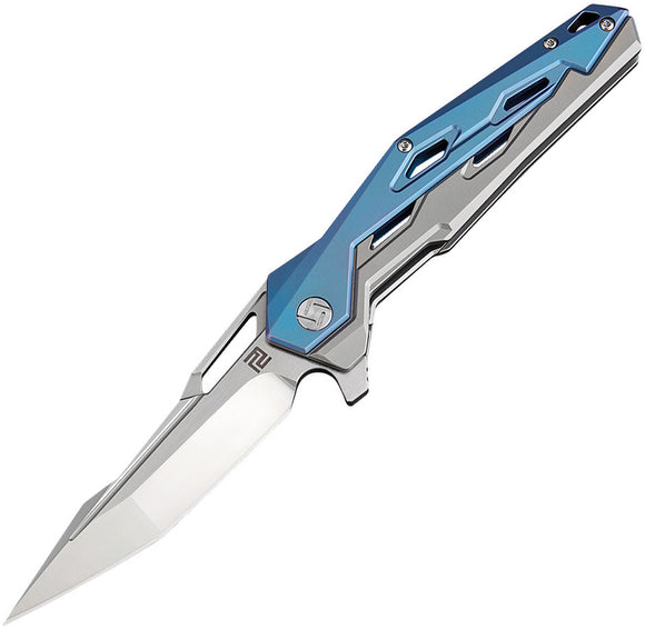Artisan Cutlery Interceptor Blue Gray Titanium M390 Folding Knife 1812GBUM