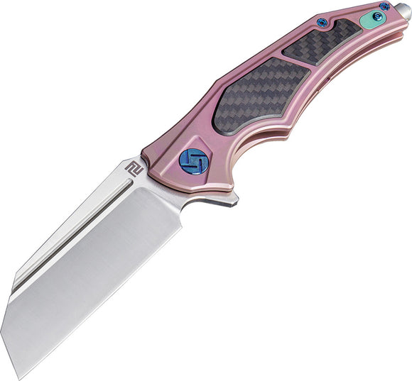 Artisan Apache Framelock Pink Titanium Handle M390 Bohler Folding Knife 1813GREM