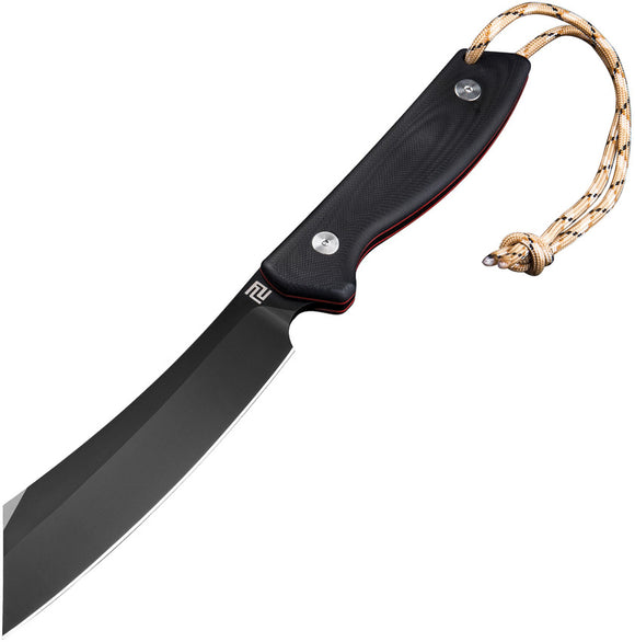 Artisan Tomahawk Black G10 D2 Steel Fixed Blade Knife w/ Belt Sheath 1815BBRE