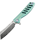 Artisan Cutlery Tomahawk Framelock Green Damascus folding knife 1815GDGN