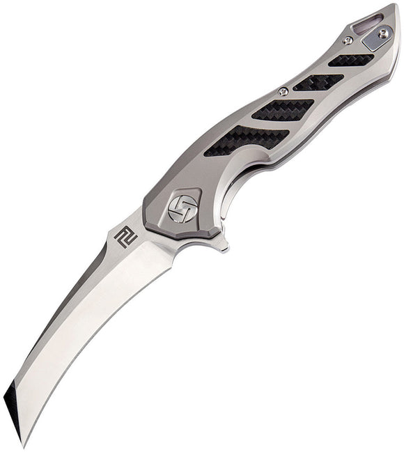 Artisan Cutlery Eagle Hawkbill Gray Titanium M390 Folding Knife 1816GGYM