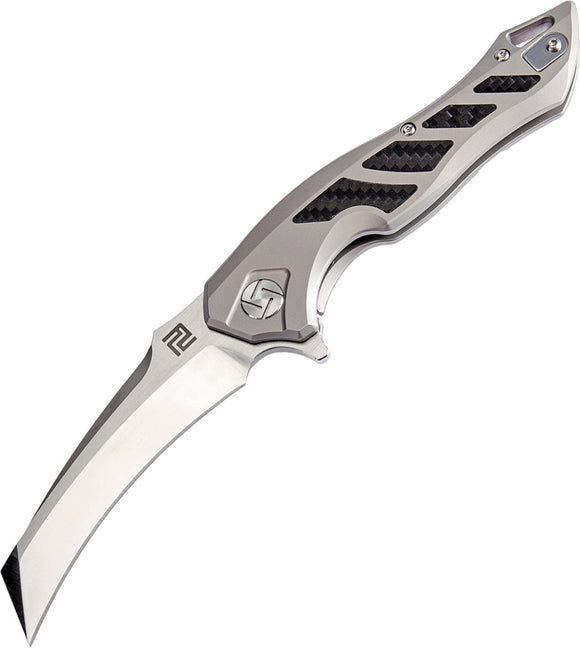 Artisan Cutlery Eagle Hawkbill Gray Titanium S35VN Folding Knife 1816GGYS