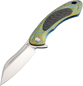 Artisan Eterno Framelock Blue/Gold Titanium Folding S35VN Knife