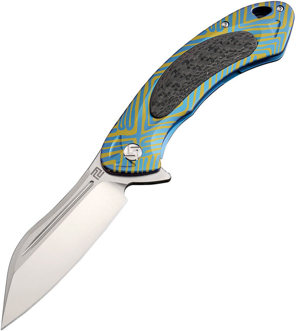 Artisan Eterno Framelock Blue Titanium Folding S35VN Pocket Knife